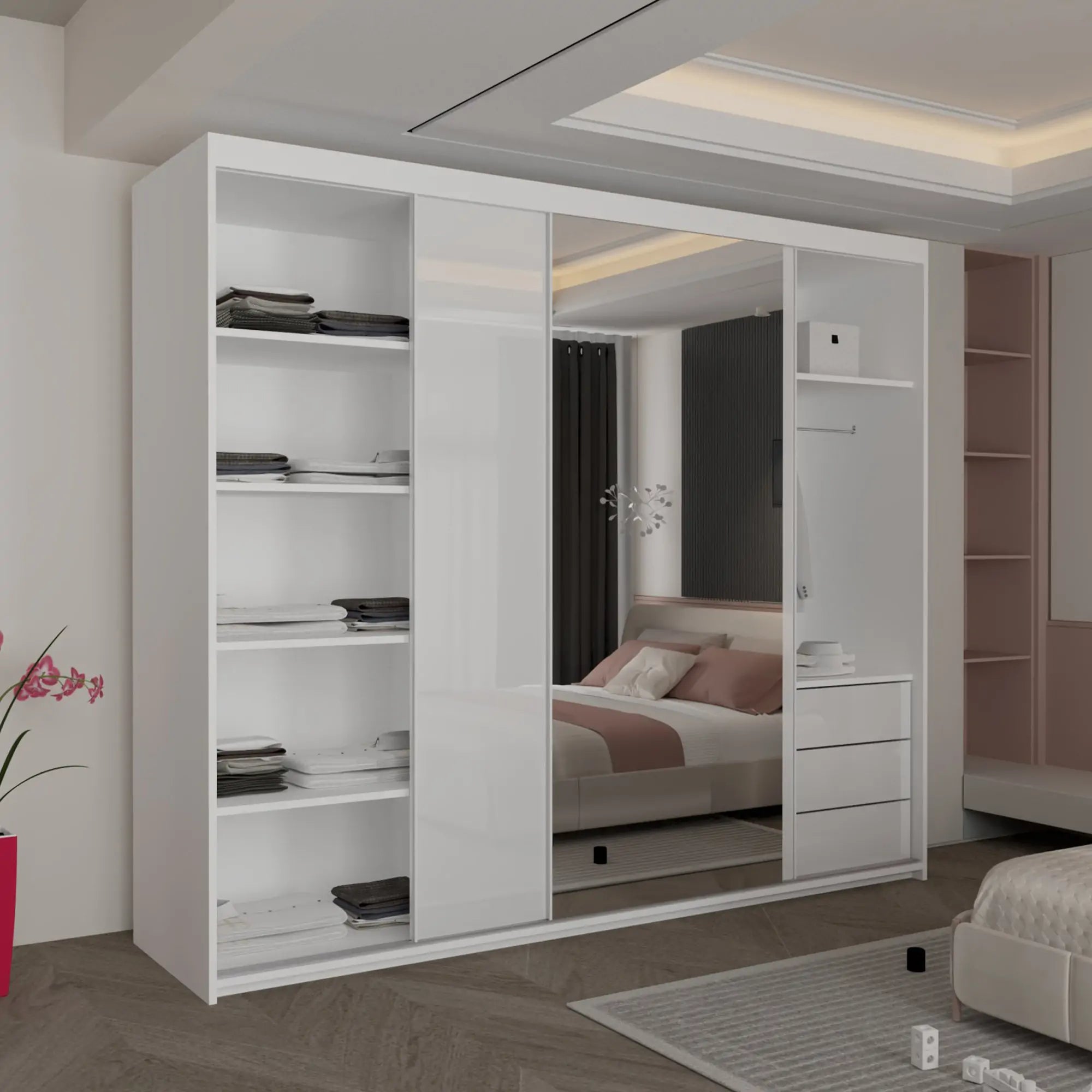 Vikas New High Gloss sliding door Wardrobe(DB)