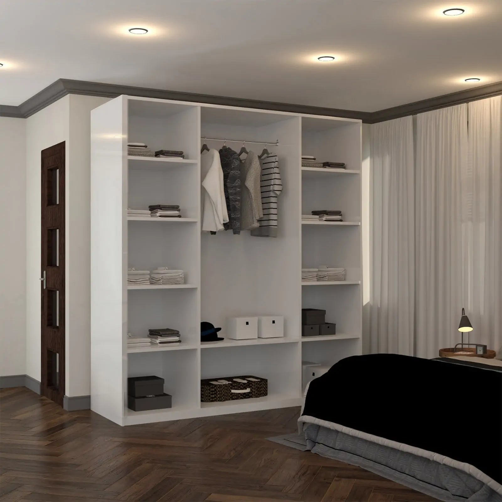 High Gloss 3, 4 Door Wardrobes with Gold Handles(For Images)