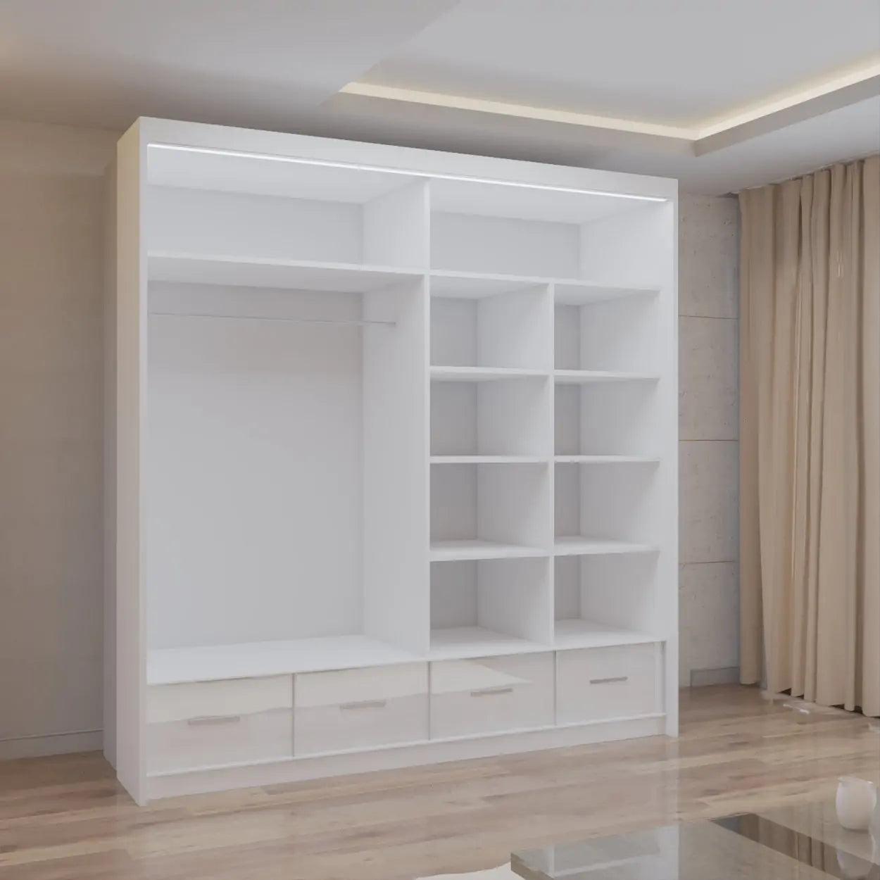 Cysylia High Gloss sliding Door Wardrobe