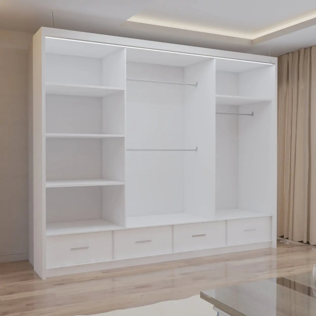 Cysylia High Gloss sliding Door Wardrobe