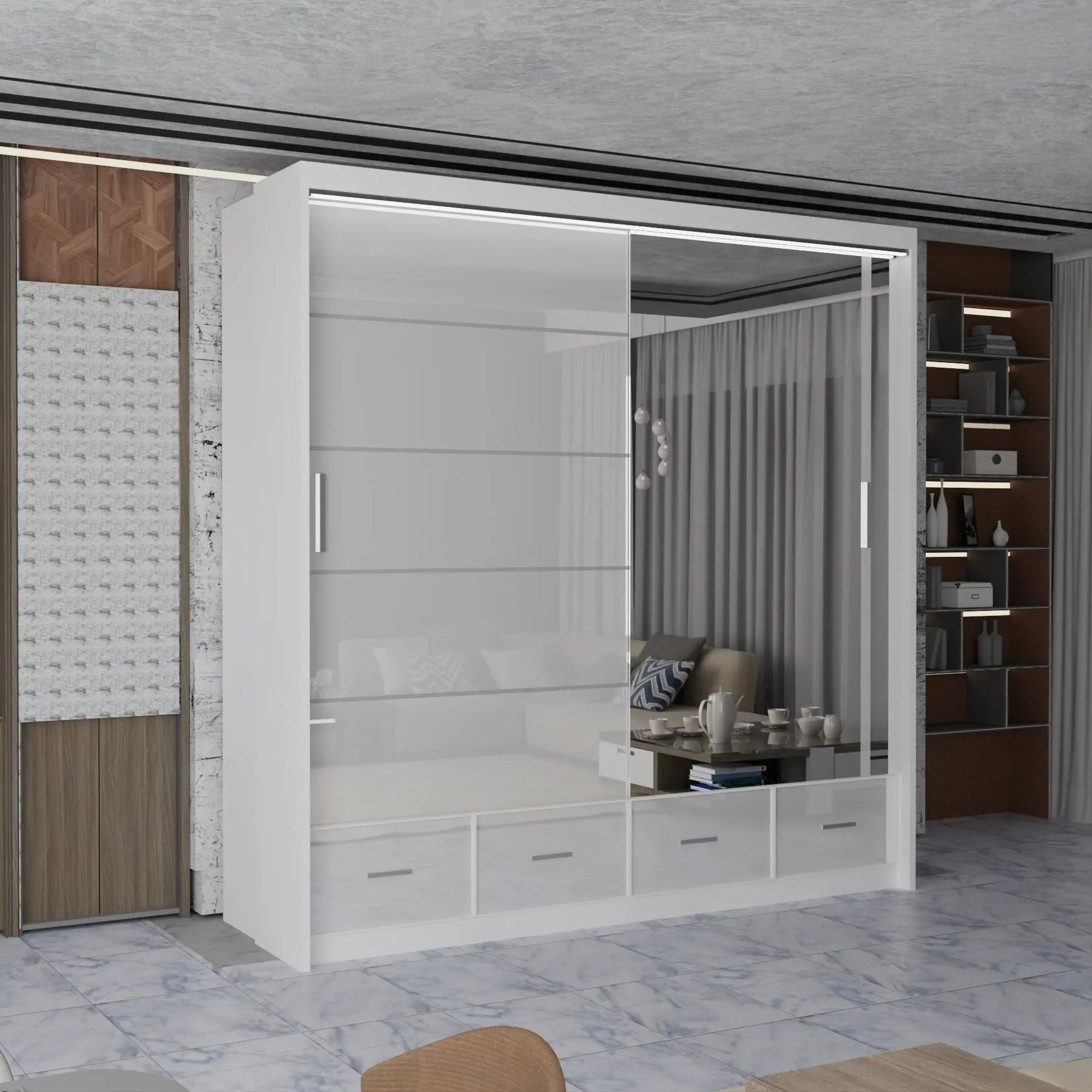 Sycylia High Gloss Sliding Door Wardrobe New Branding