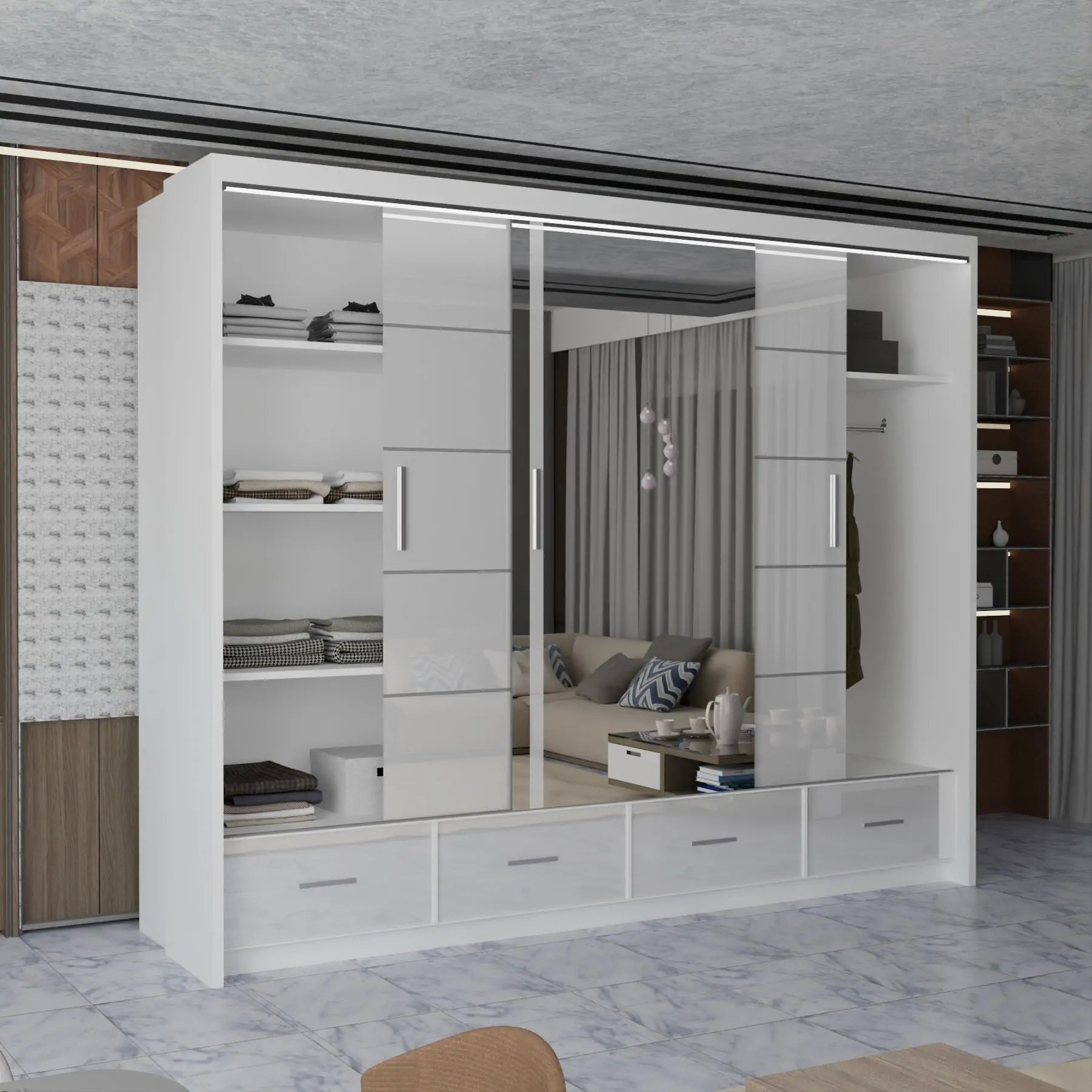 Sycylia High Gloss Sliding Door Wardrobe New Branding