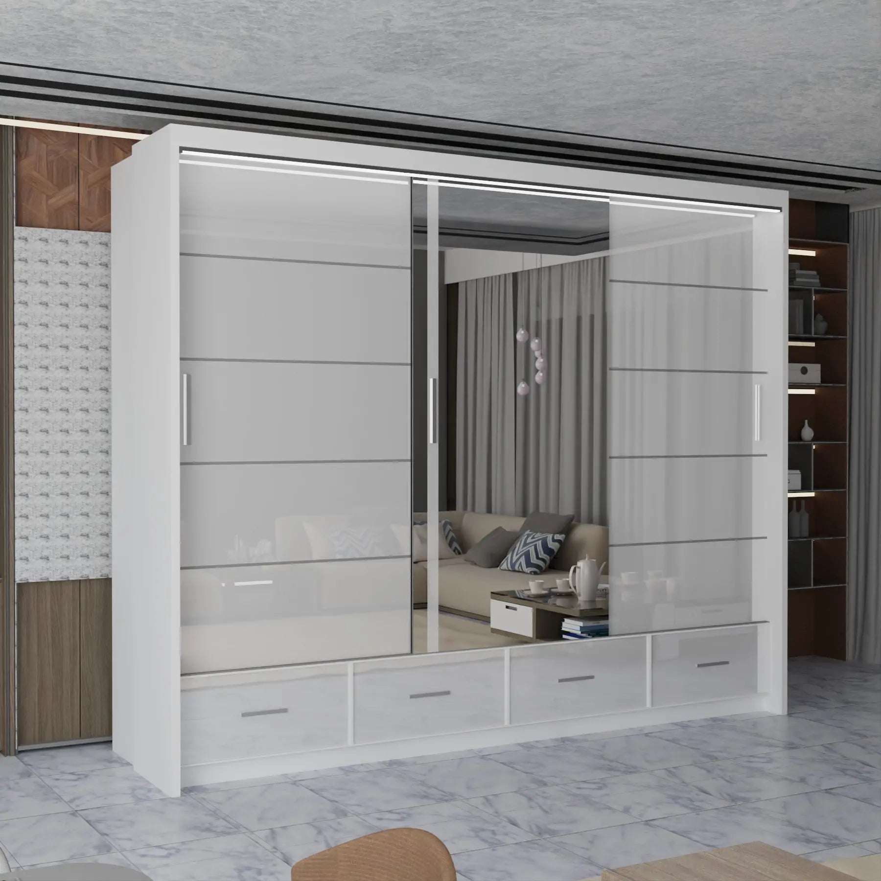 Sycylia High Gloss Sliding Door Wardrobe New Branding
