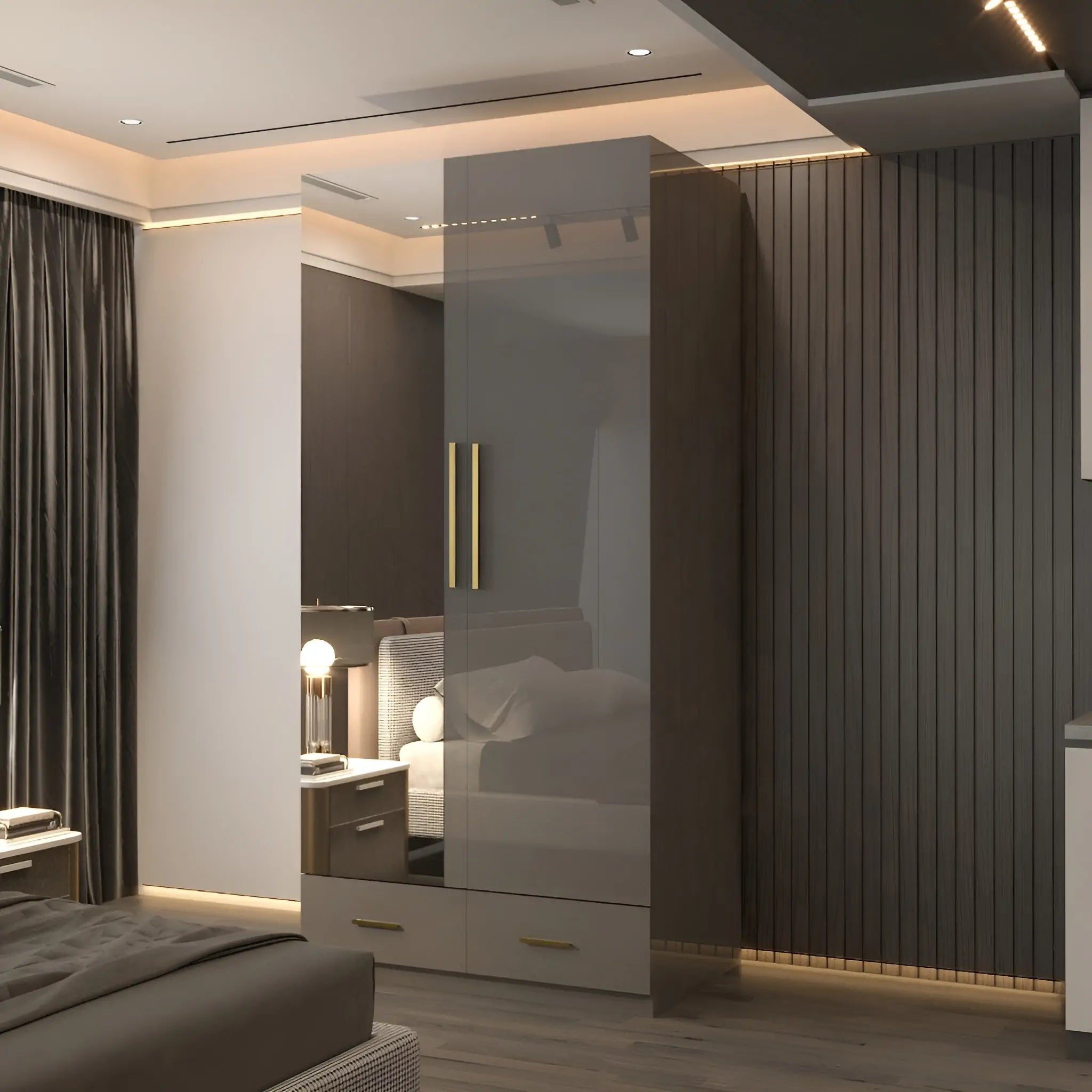 2 Door High Gloss Wardrobe (2nd Branding)- 90cm