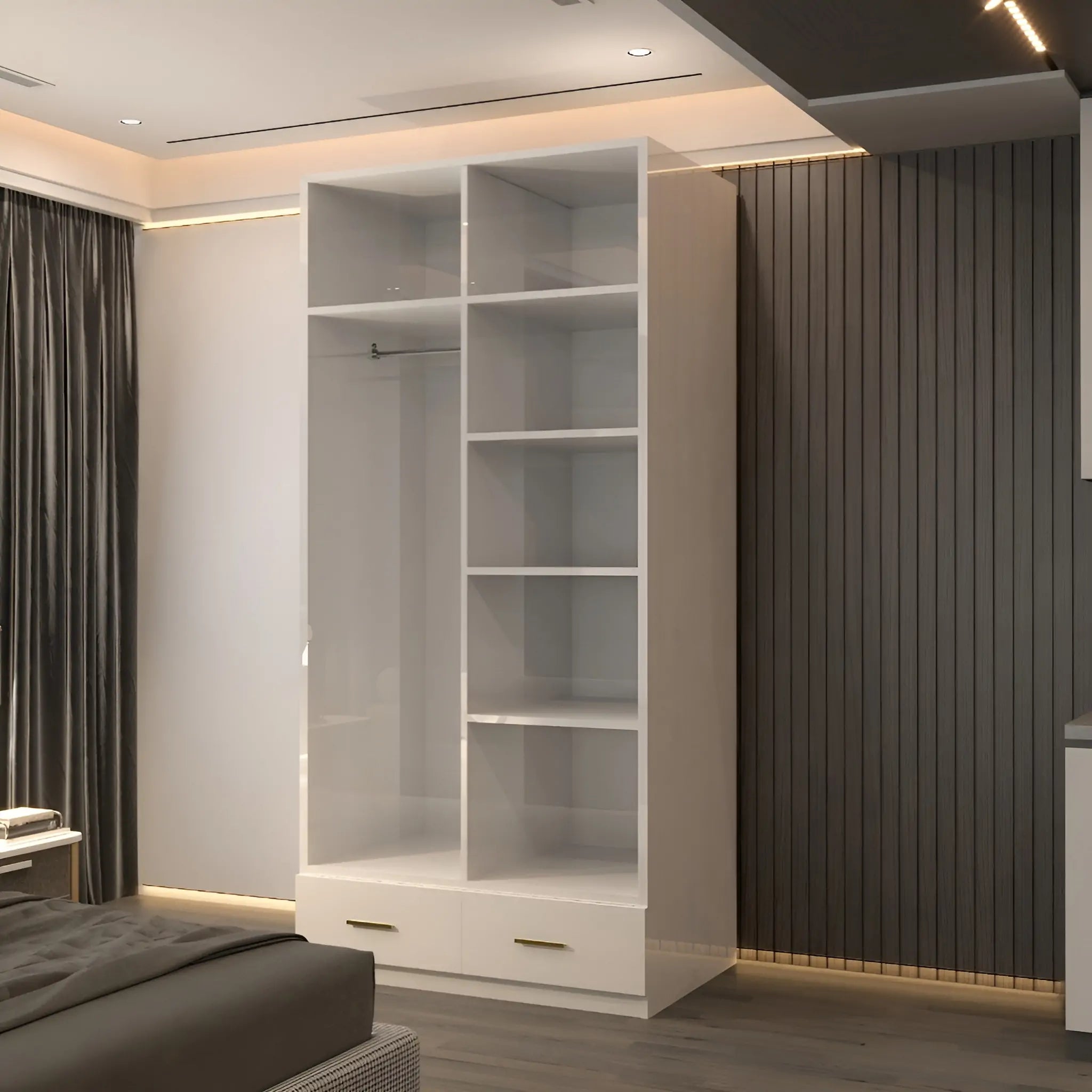 2 Door High Gloss Wardrobe (2nd Branding)- 90cm