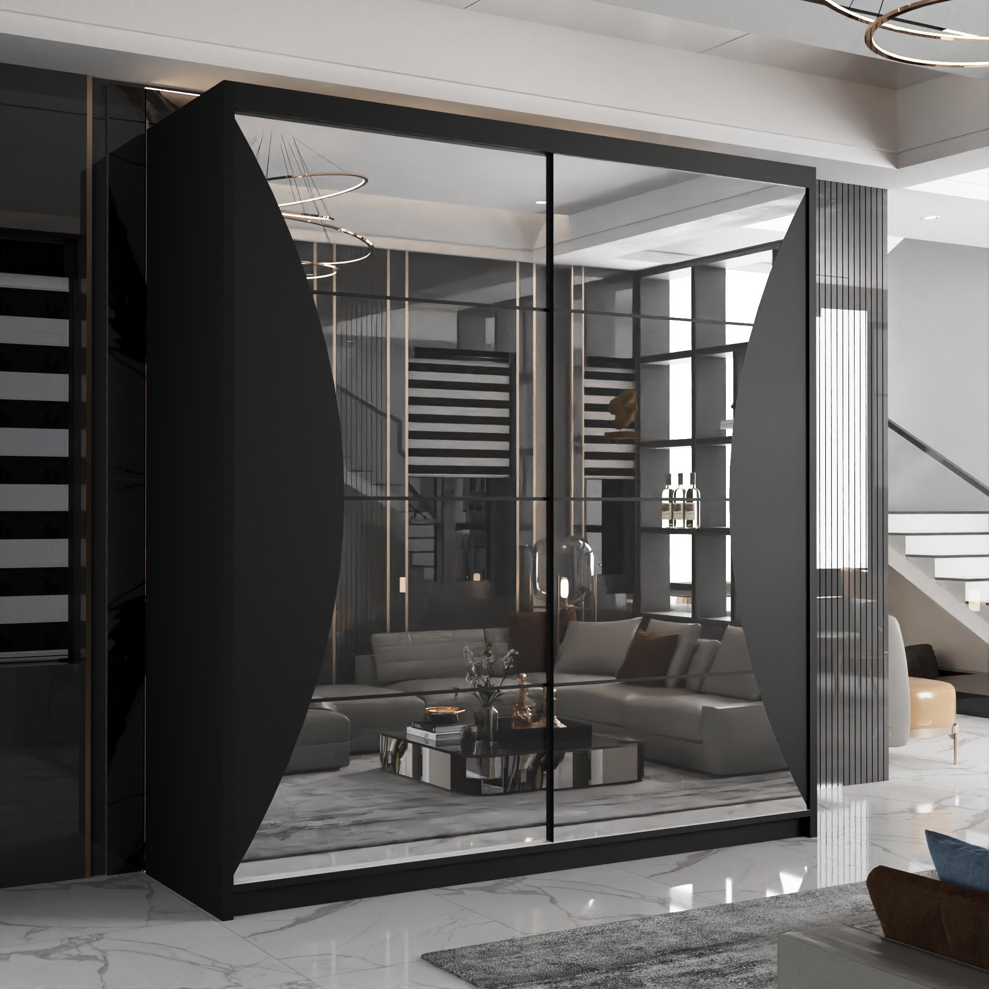 California Sliding Wardrobe Black, White and Grey