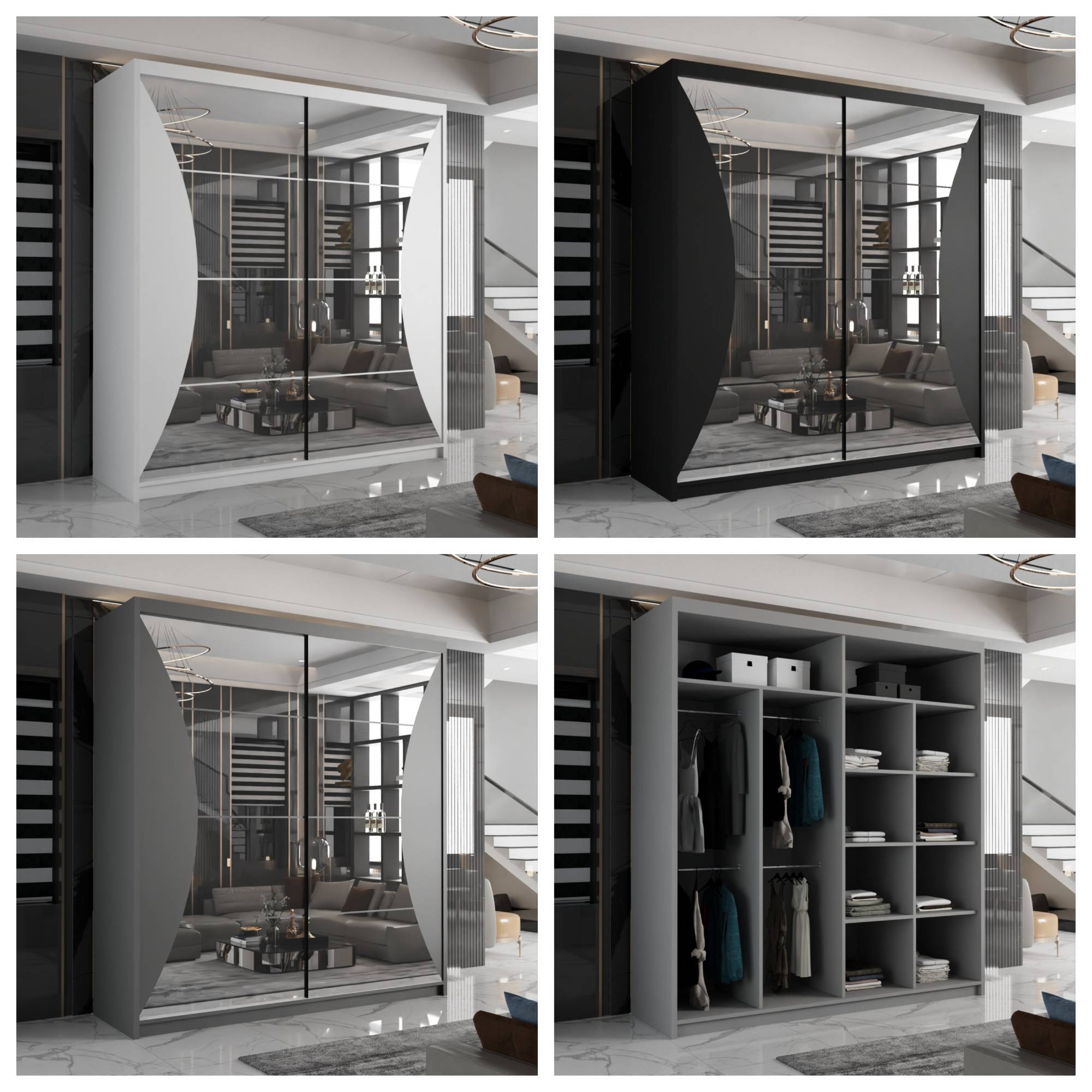 California Sliding Wardrobe Black, White and Grey