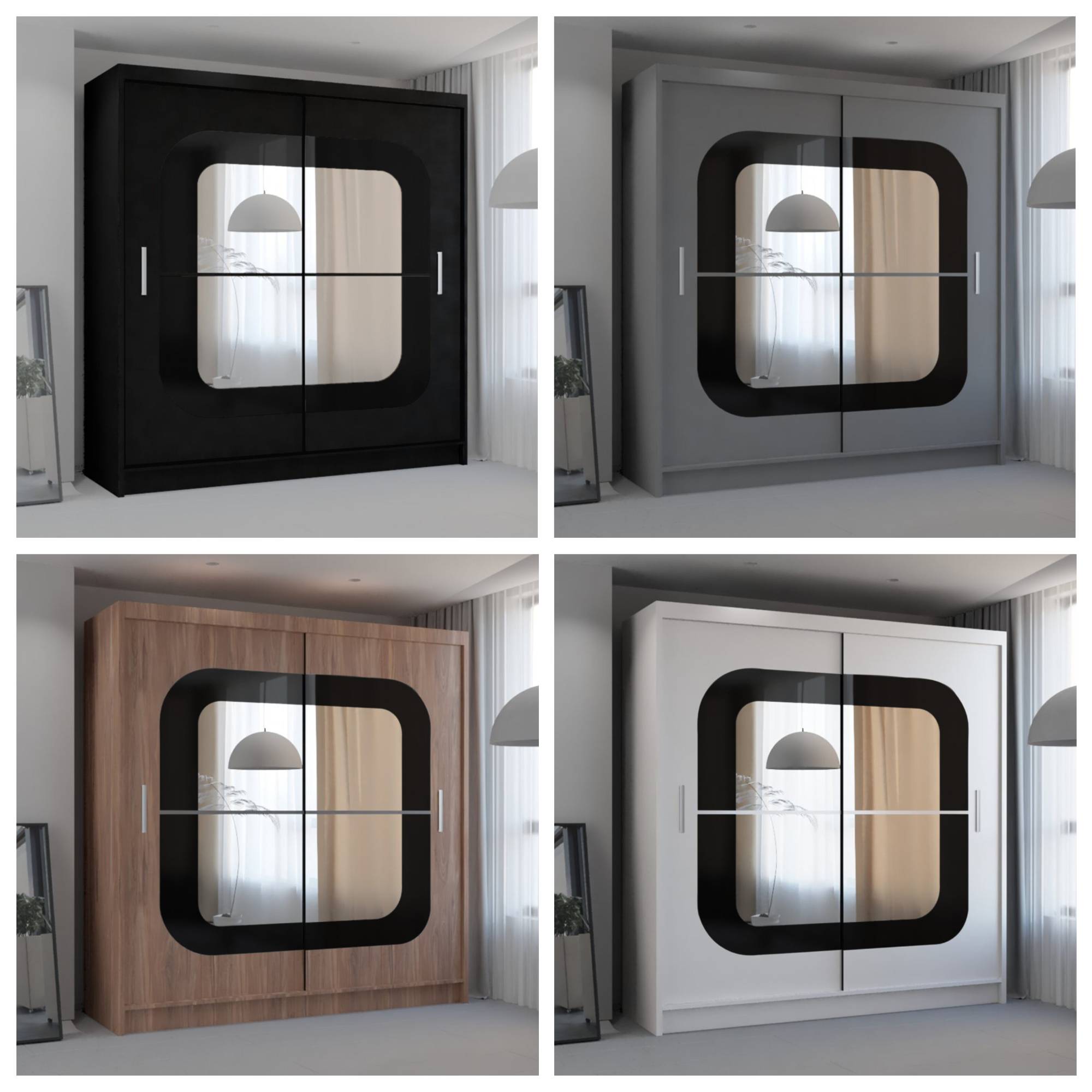 Chelsea Wardrobe Black, White, Grey and Walnut in 150cm and 203cm