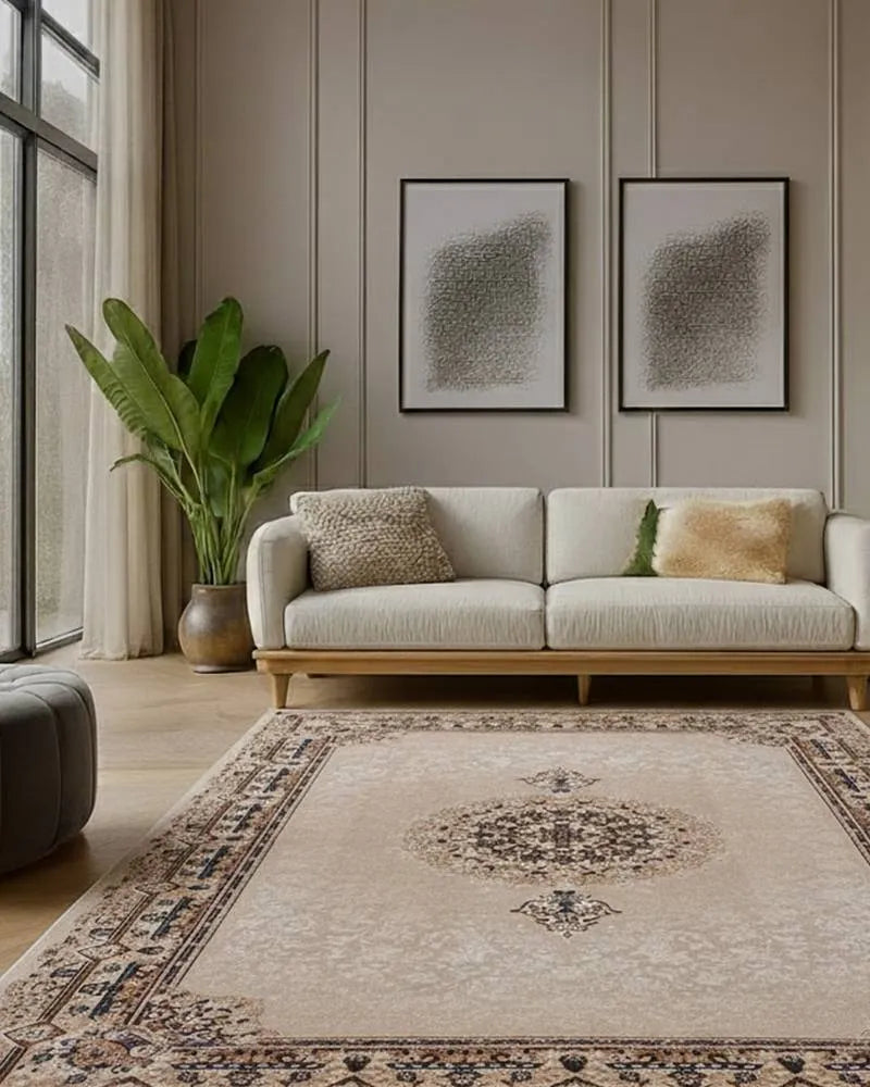 SAPPHIRE Beige Floral Medallion Rug 8418D E3388 BEIGE/BEIGE