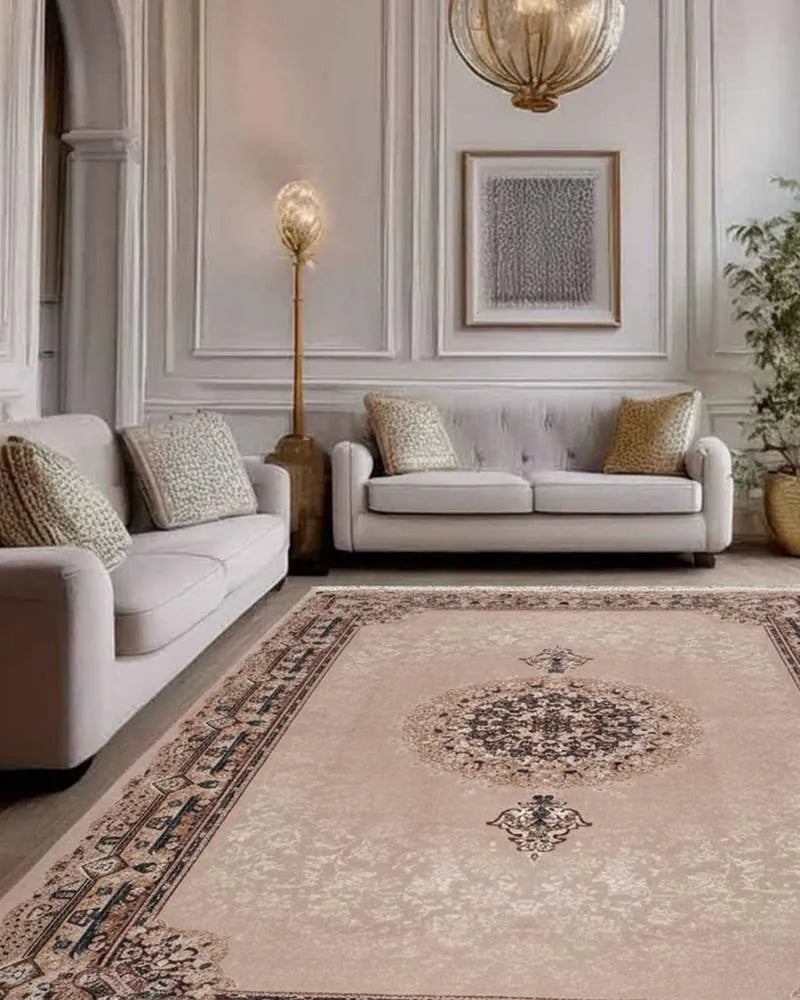 SAPPHIRE Beige Floral Medallion Rug 8418D E3388 BEIGE/BEIGE