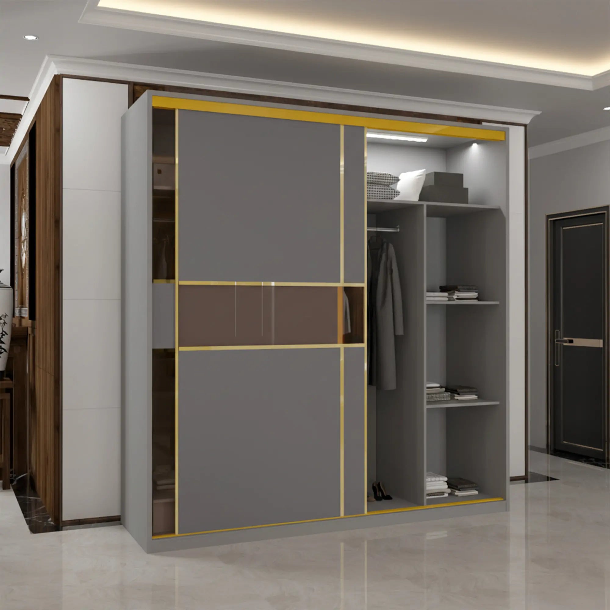 New MDF Glass Sliding Door Wardrobe (1st Branding)