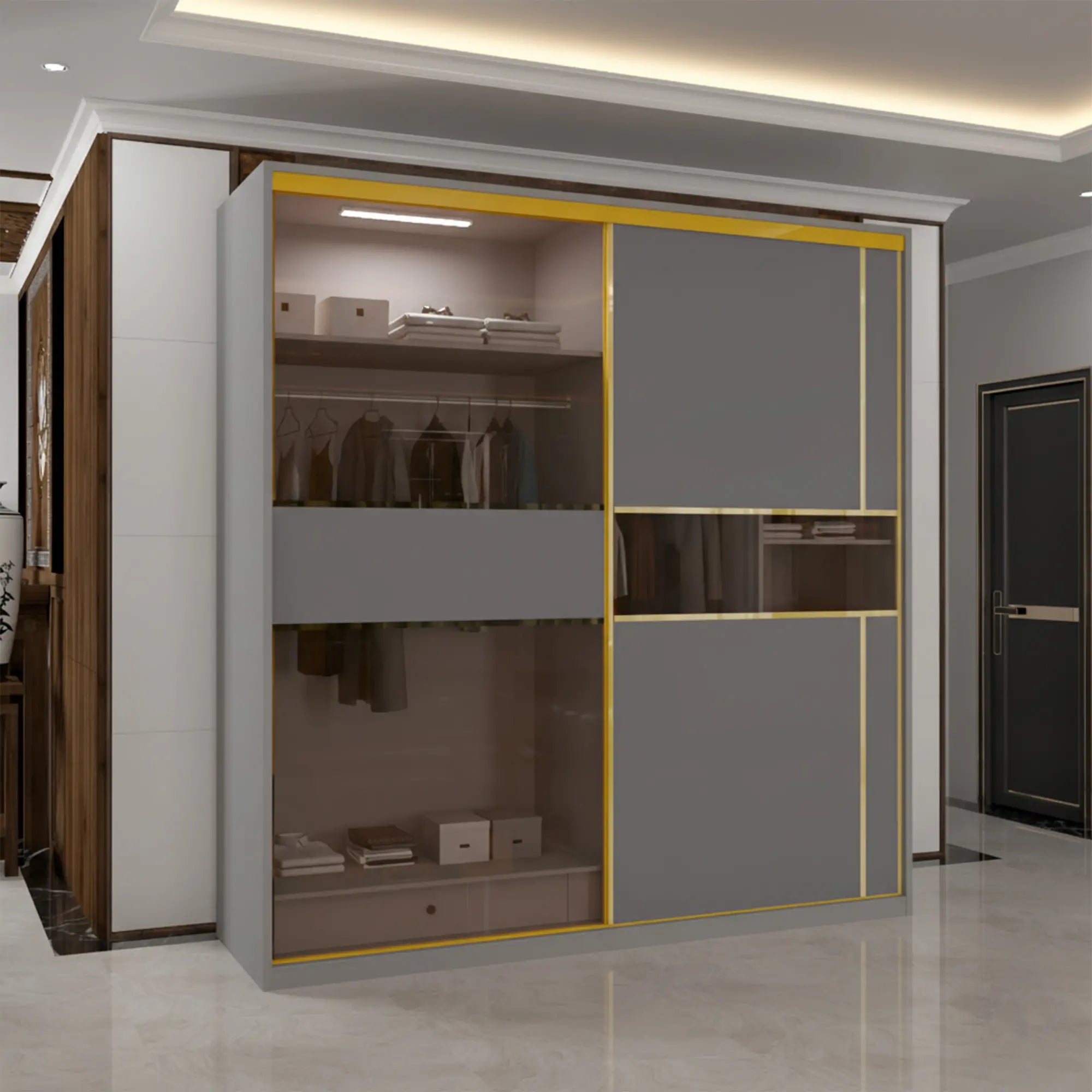 New MDF Glass Sliding Door Wardrobe (1st Branding)