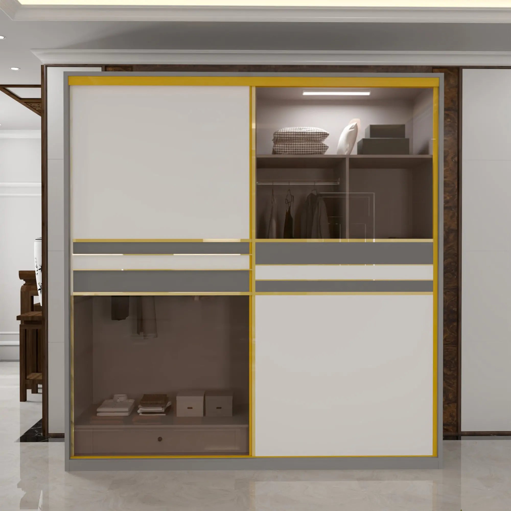 New MDF Glass Sliding Door Wardrobe (1st Branding)