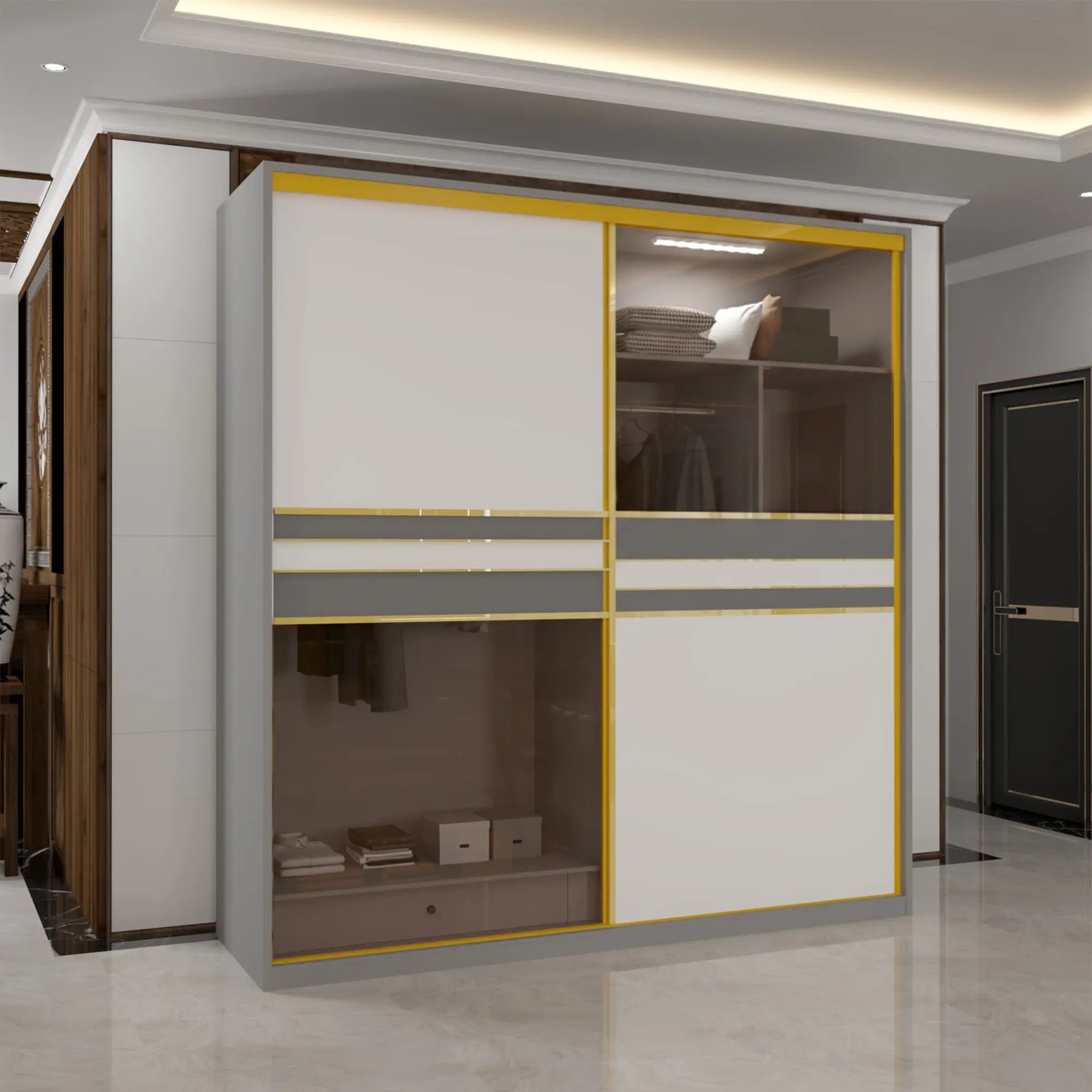 New MDF Glass Sliding Door Wardrobe (1st Branding)