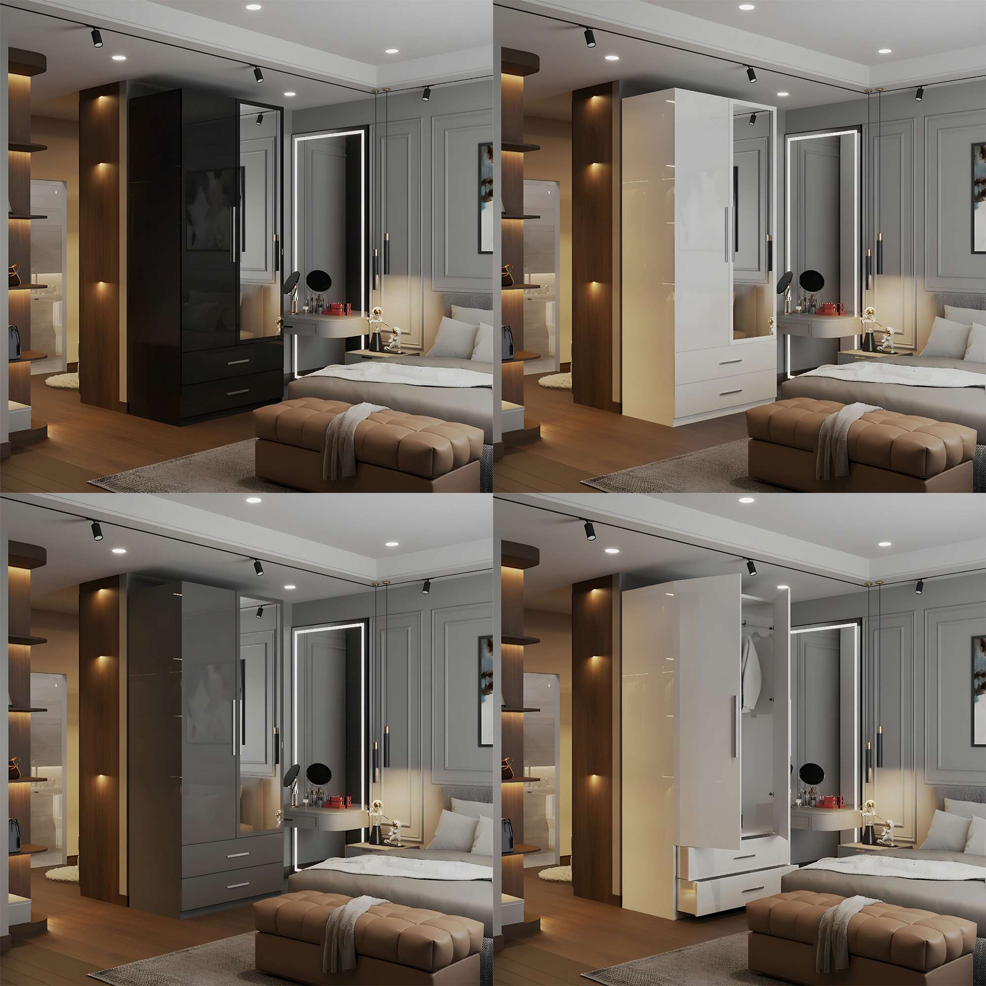 XD3 High Gloss 80cm Wardrobe (WW)