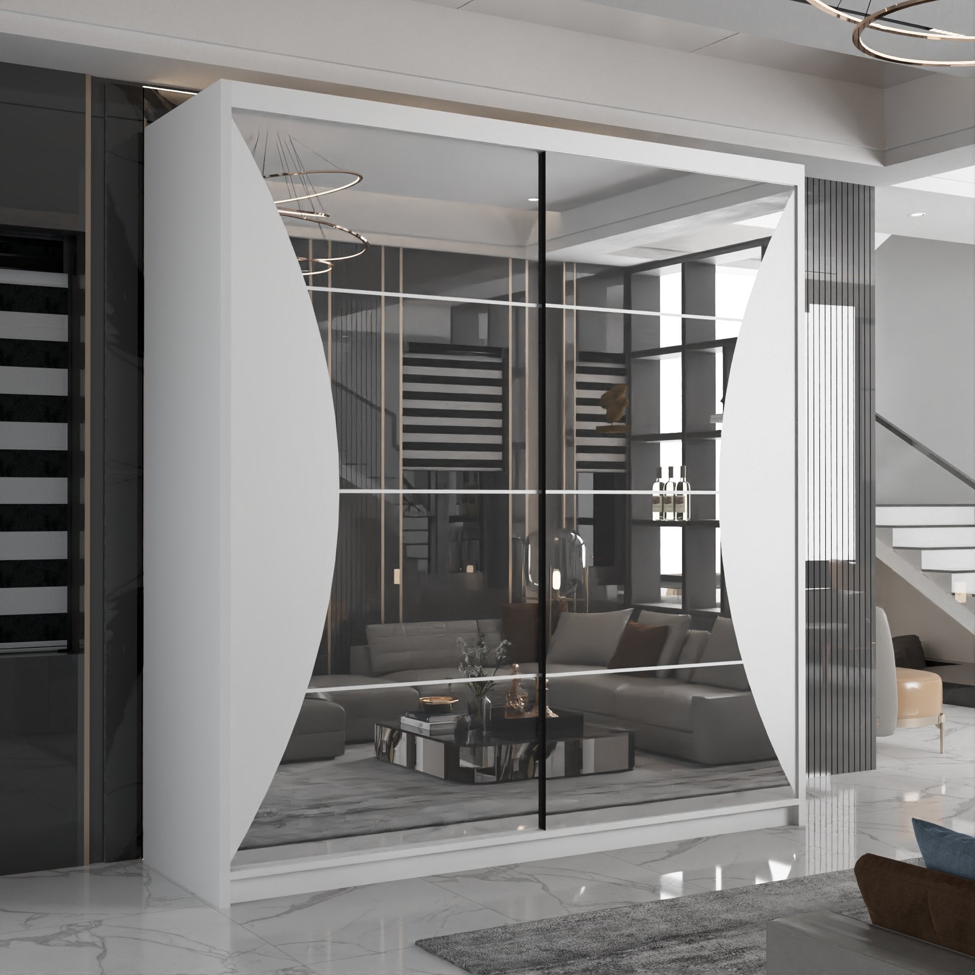 California Sliding Wardrobe Black, White and Grey
