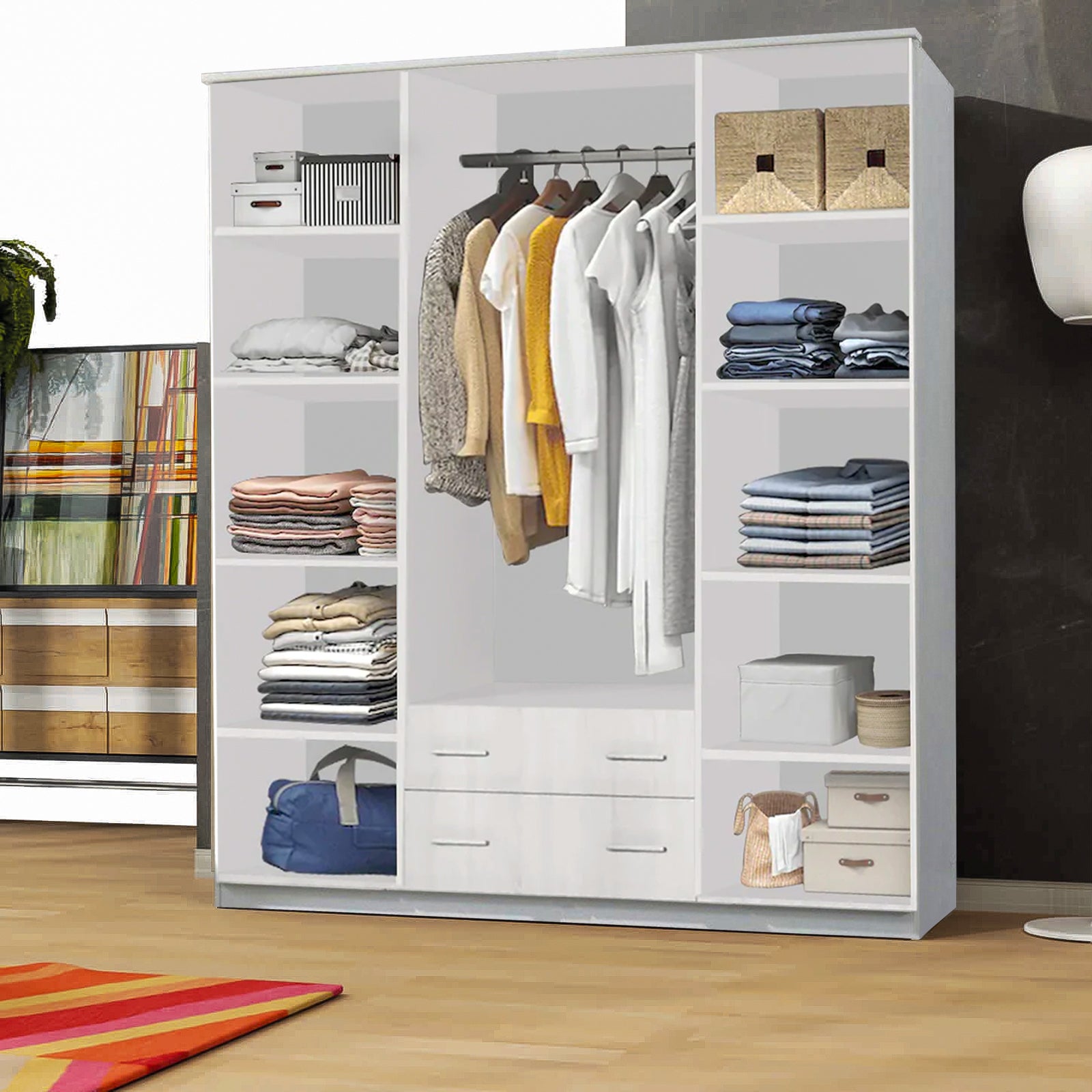 London Wardrobe Black, White and Oak